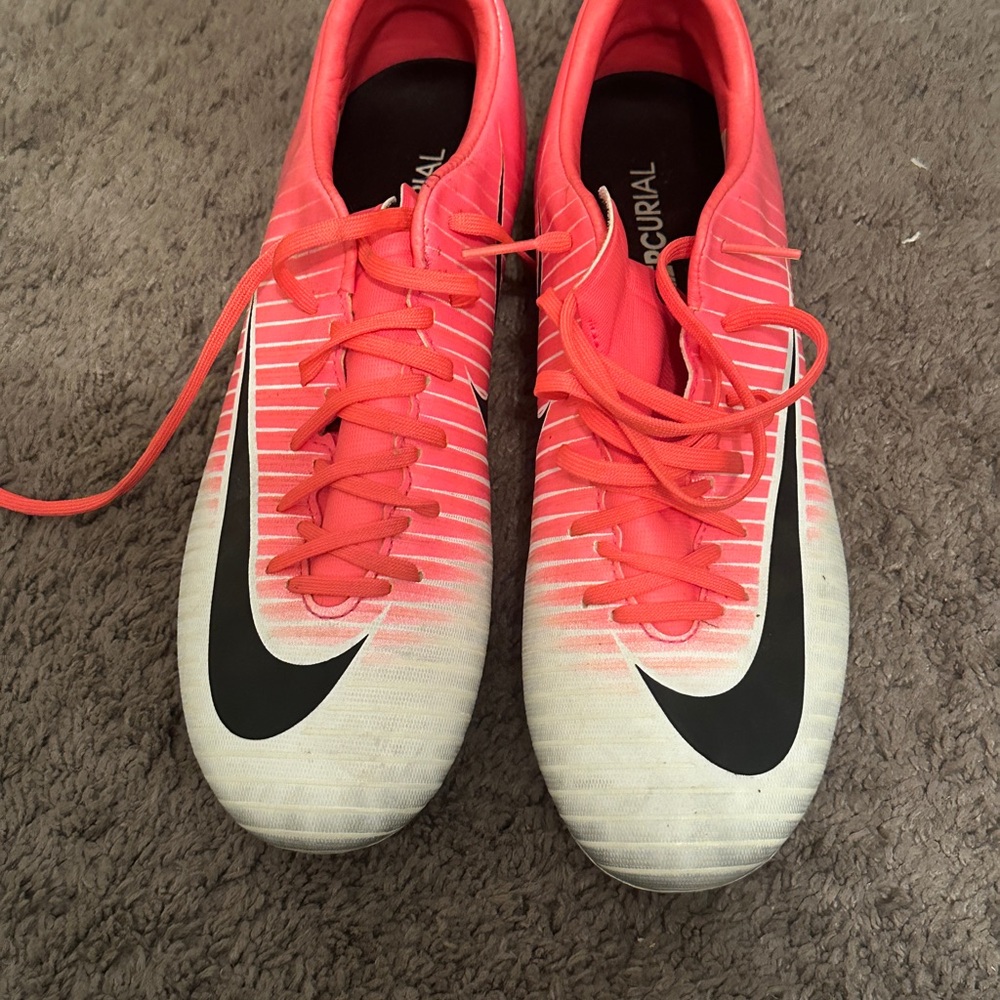 Nike Mercurial Pink and White Cleats